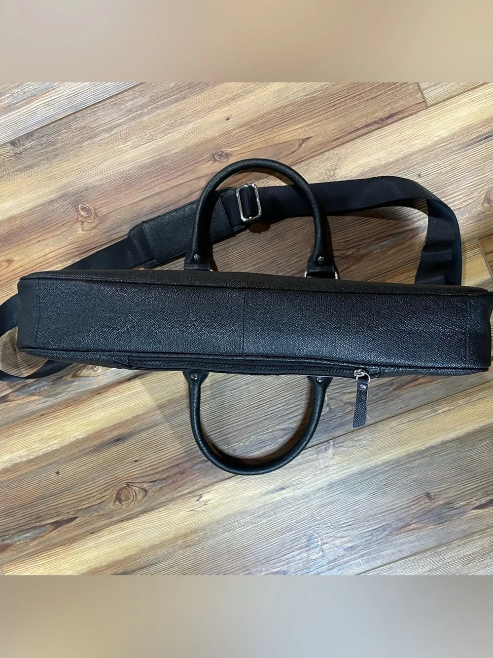 Cole Haan American Airlines Black Leather Attache Slim Briefcase Laptop Bag
